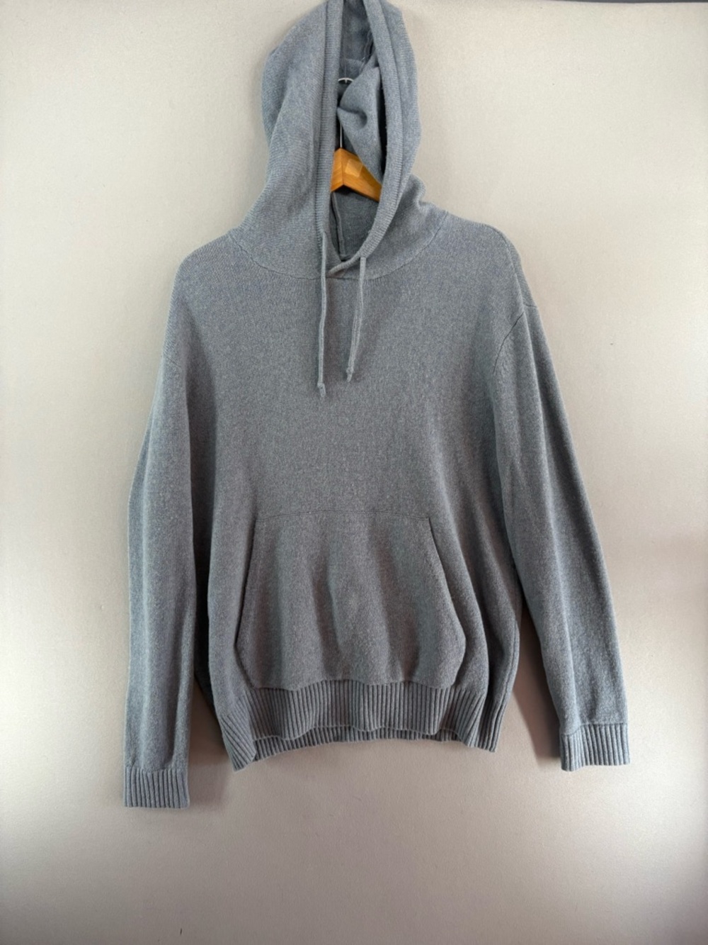 Everlane Felted Merino Wool Minimalist Knit Hoodie Sweater Men’s Large Blue